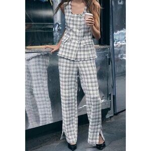 Zara Black and White Plaid Jumpsuit